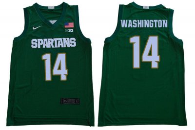 Men Michigan State Spartans NCAA #14 Brock Washington Green Authentic Nike Stitched College Basketball Jersey QO32D46HJ